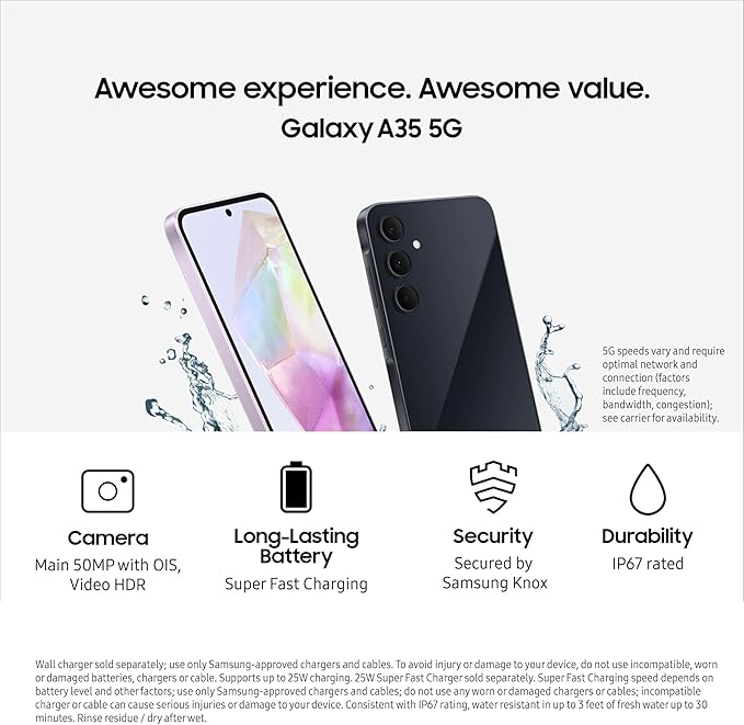 SAMSUNG Teléfono celular Galaxy A35 5G Serie A