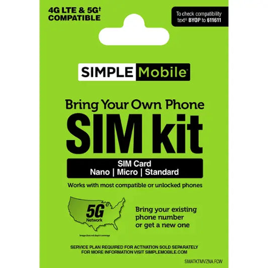 Simple Mobile - Bring Your Own Phone Mini SIM Pack with Nano/Micro/Standard - Multi